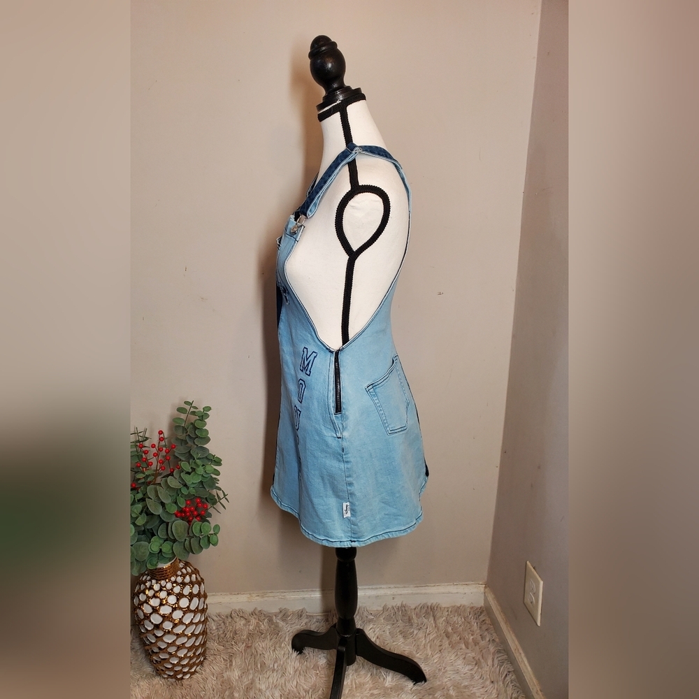 Her Universe Disney Parks Mickey Mouse Strech Denim Blue Overall Mini Dress SzXS - Picture 6 of 13